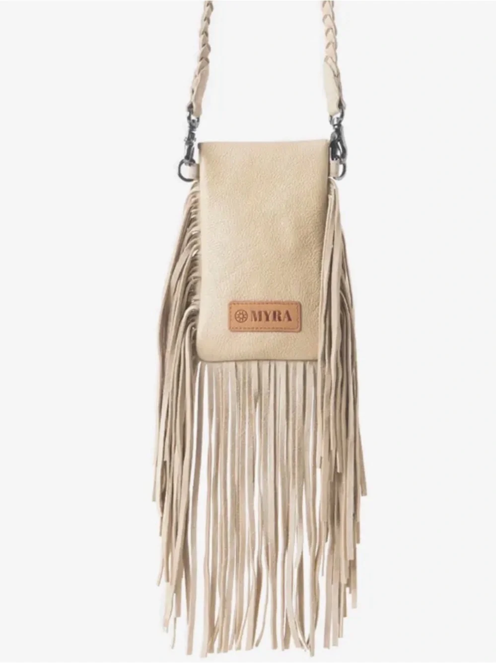 New Fringed Boho Crossbody Bag in Beige